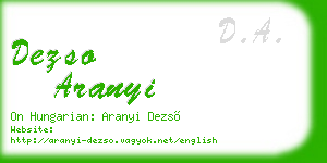 dezso aranyi business card